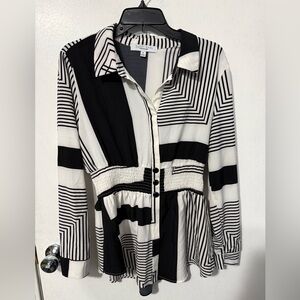 Sweet Rain Monochrome Striped Blouse
